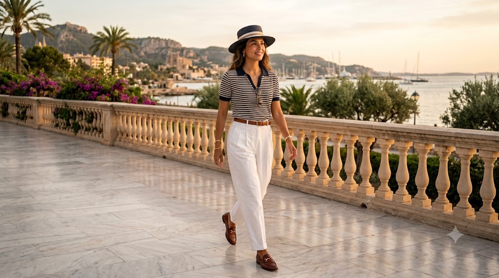 Coastal Stripes & White Pleated Chino Combination